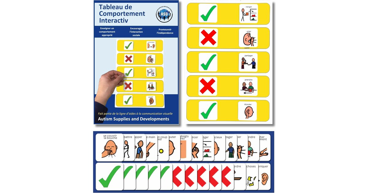 Tableau de comportement 3 couleurs visuel pour enfants autistes Tableau de comportement 3 couleurs visuel pour enfants autistes